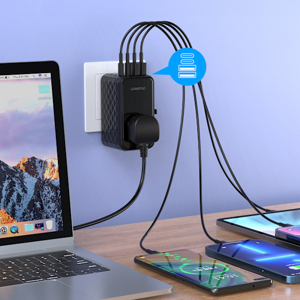 Choetech PD6028 Universal Reseladdningsadapter 100W med 2x USB-C