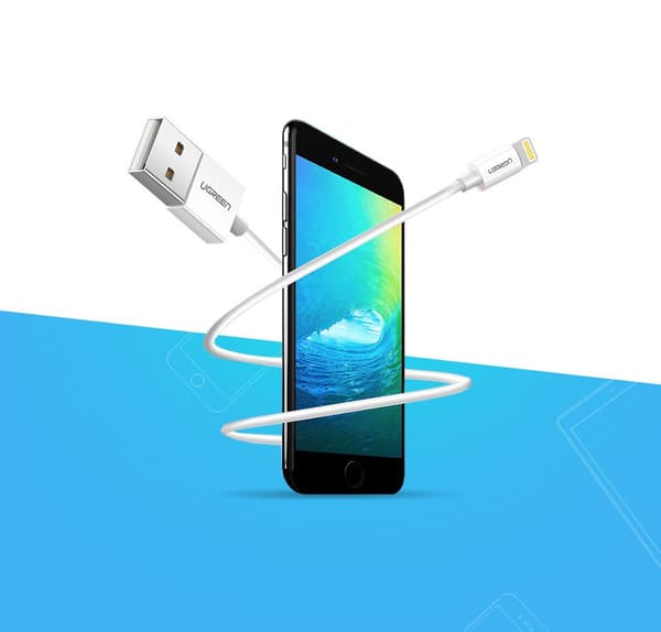 Ugreen US155 20728 USB-A till Lightning MFi Kabel 2.4A 1m - Vit