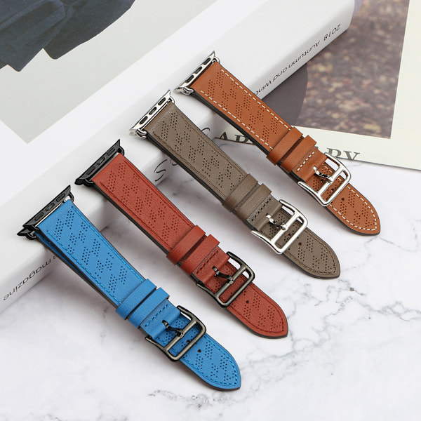 Läderarmband mörkbrun för Apple Watch SE/9/8/7/6/5/4/3/2/1 (41/
