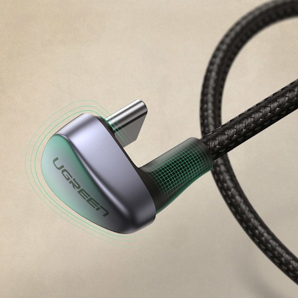 Ugreen vinklad nylon USB till USB Typ C-kabel 1 m 3 A 18 W Snabb
