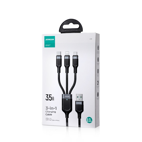 Joyroom USB-Multi-Kabel 3-i-1: USB-A till Lightning/USB-C/microU