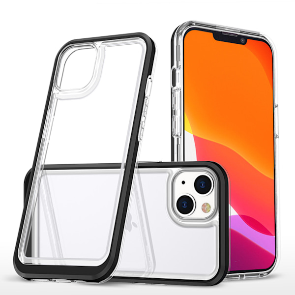 Transparent 3-i-1 iPhone 14 Plus Silikonskal med Svart Ram