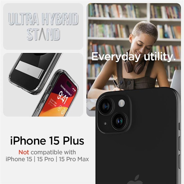 Spigen Ultra Hybrid S MagSafe-fodral med stativ för iPhone 15 Pl