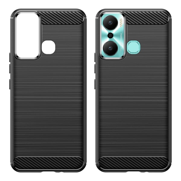 Infinix Hot 20 Play Flexibelt Kolfiber Skal i Svart/ Silikonskyd