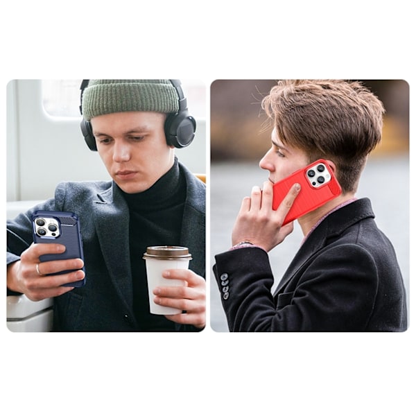 Elastiskt kolfiberfodral för iPhone 14 Pro Max - Blå Bakskydd