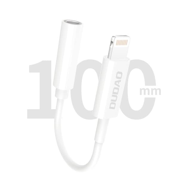 Dudao L16i Lightning till 3/5 mm mini-jack hörlursadapter vit