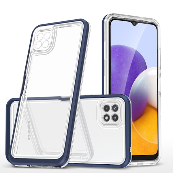 Genomskinligt 3in1 fodral till Samsung Galaxy A22 5G med blå ram