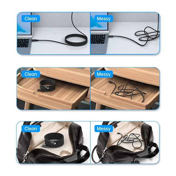 Choetech XCC-1051 Magnetisk USB-C/USB-C PD 3.1 Kabel 240W 1/8m -