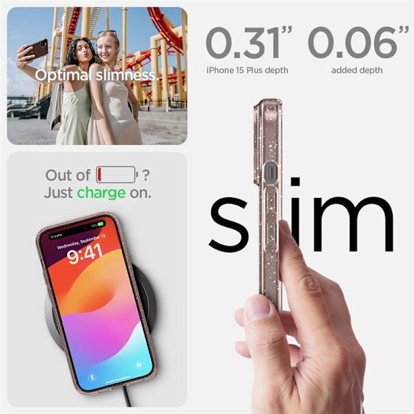 Spigen Liquid Crystal Glitter Skal för iPhone 15 Plus - Rosa/Tra
