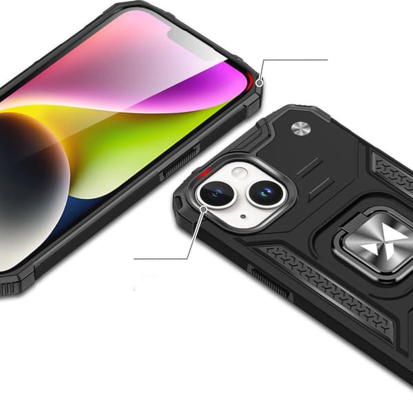Robust iPhone 15 Plus-fodral med fingerhållare Wozinsky Ring Arm