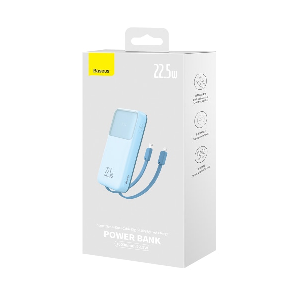 Baseus Comet Series Powerbank med Display 10000mAh 22.5W - Blå +