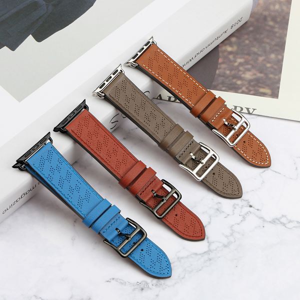 Exklusivt Rött Läderarmband för Apple Watch Ultra/ SE/ 9-1 (49-4
