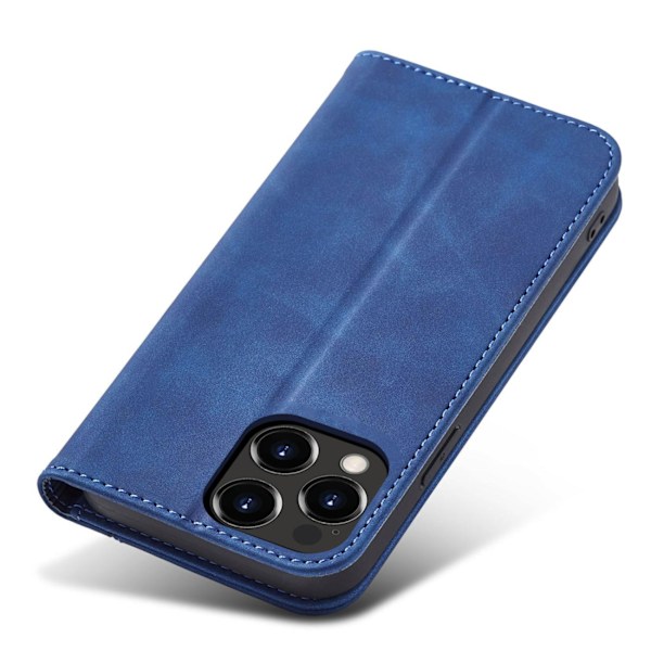 Magnetiskt Lyxfodral för iPhone 13 Pro: Blå Wallet Ställ Funktio
