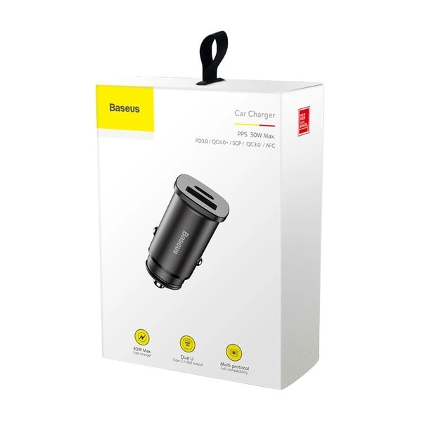 Baseus Kvadratisk PPS Smart Billaddare med USB Quick Charge 4.0
