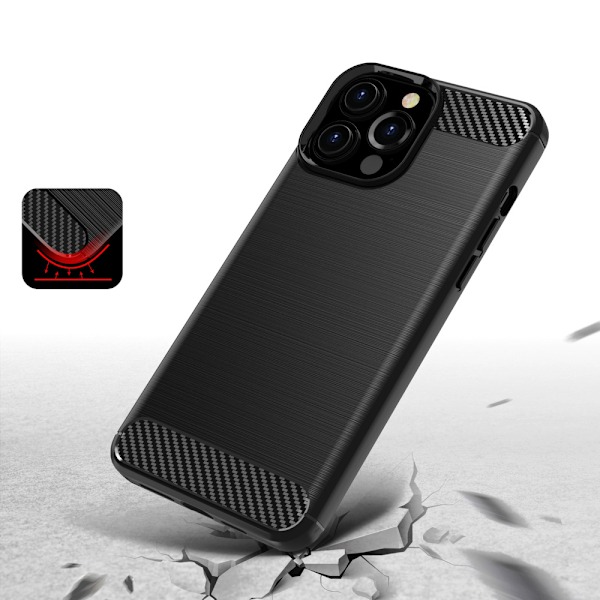 Kolfiber Skal Flexibelt Fodral för iPhone 13 Pro Max Svart