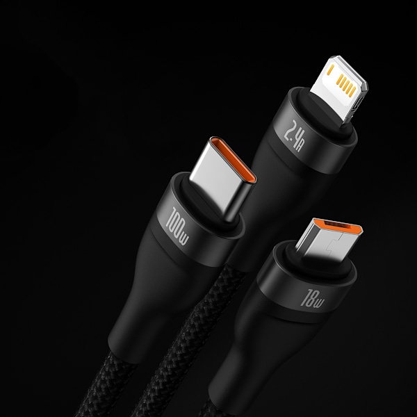Baseus Flash Series II Kabel USB till Typ C/Lightning/micro USB