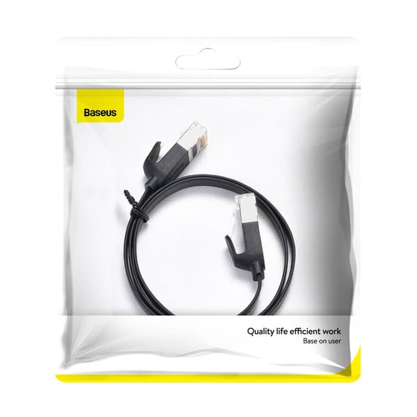 Baseus Flat Ethernet Kabel CAT6 RJ45 1m - Svart Hög Hastighet