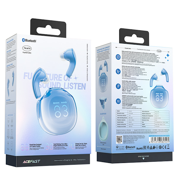 Acefast T9 Trådlösa Bluetooth 5.3 Hörlurar In-Ear - Blå