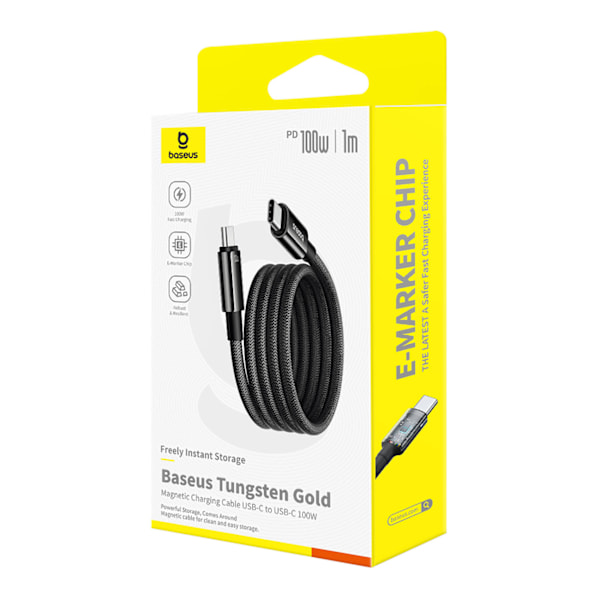 Baseus Tungsten Gold Magnetisk USB-C till USB-C Kabel 100W 1m -