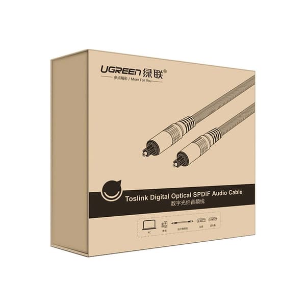 Ugreen AV108 10539 Optisk Toslink/SPDIF-kabel 1m - Grå