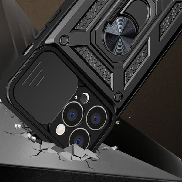 iPhone 14 Pro Hybrid Armor Camshield Skal med Kameraskydd - Blå