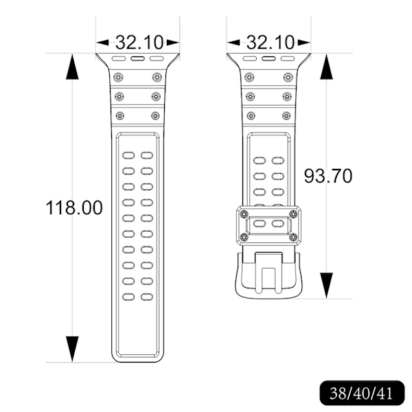 Flerskikts Skyddarrem för Apple Watch SE/ 9/ 8/ 7/ 6/ 5/ 4/ 3/ 2