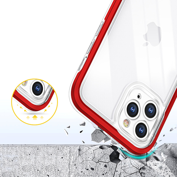 Transparent 3-i-1 skal för iPhone 11 Pro Max/ gelstativ med röd