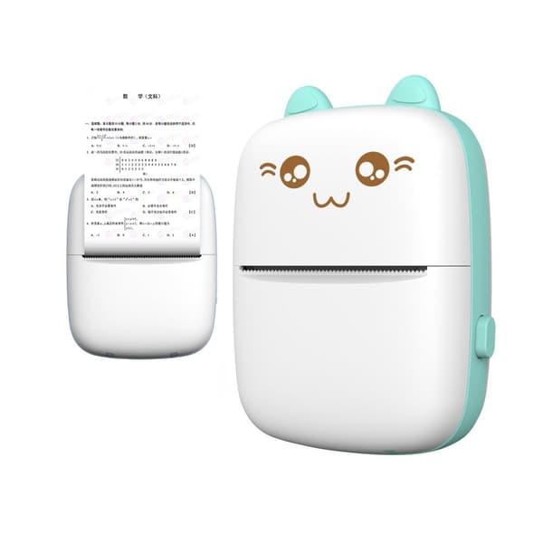 Mini termoprinter HURC9 med kattdesign - blå