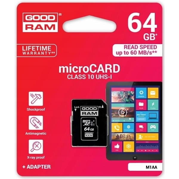 Goodram/ MicroSD 64GB CL10 UHS I + adapter