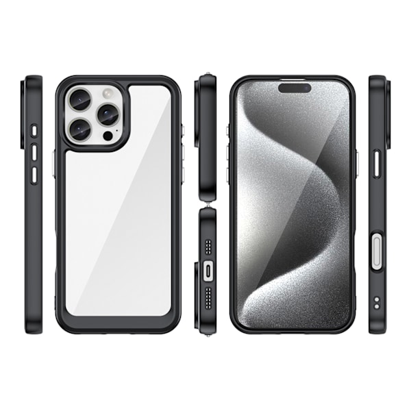 Svart Outer Space Skal med Gelram för iPhone 16 Pro Max