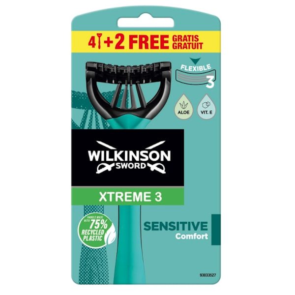 Wilkinson Sword Xtreme 3 Engångsrakhyvel/ 6-pack - Känslig hudvå