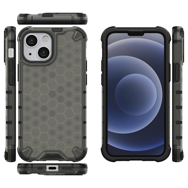 Skyddande Honeycomb-fodral med gelram för iPhone 13 mini - Svart