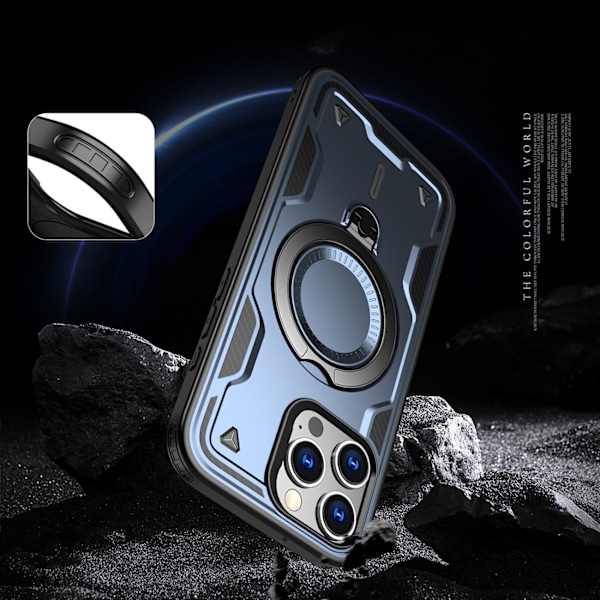 Hybrid Armor Etui med MagSafe för iPhone 16 Pro - Blå