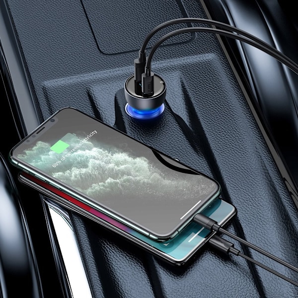 Baseus Snabbladdare för Bil USB/USB-C 65W 5A SCP Quick Charge 4.