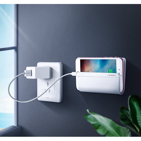Ugreen Väggmonterad Smartphonehållare för Laddning - Vit (30394)