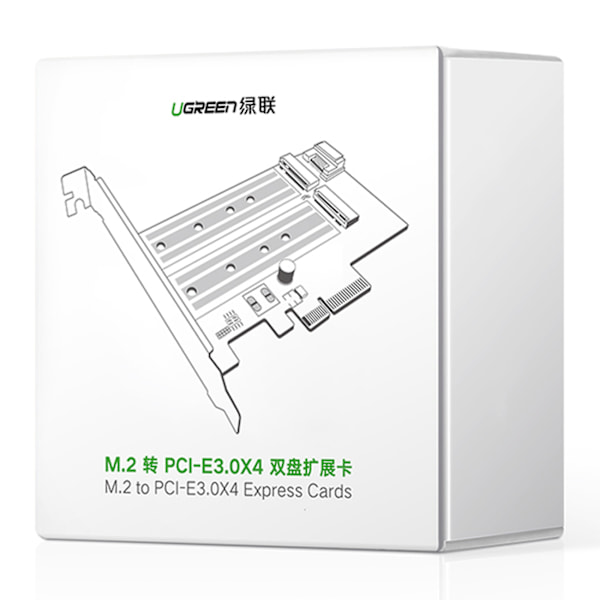 Ugreen PCIe 3.0 x4 M.2 SSD Adapter för M-Key/B-Key Svart (CM302)