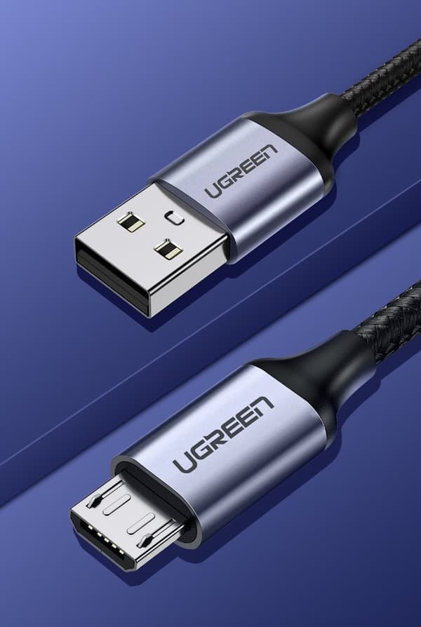 Ugreen US290 60146 USB-A / micro USB-kabel 2.4A 1m Grå