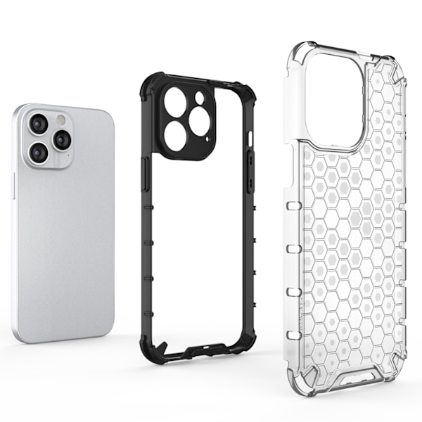 Skyddande Hybridfodral iPhone 14 Pro Max Blå Honeycomb Design
