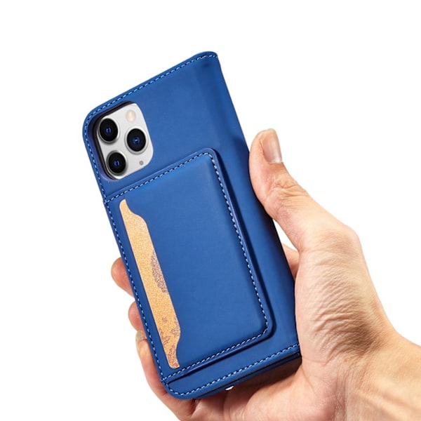 Magnetiskt Kortfodral för iPhone 12 - Blå Kortplånbok & Stativfu