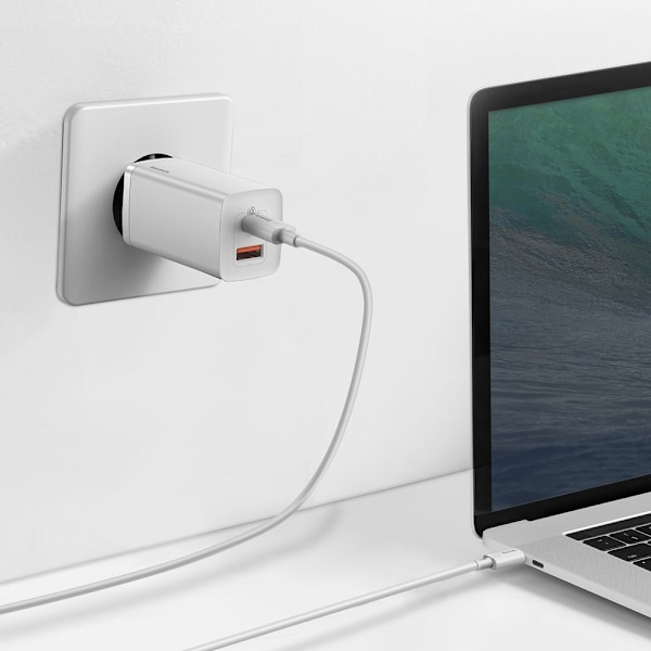 Baseus GaN2 Lite USB & USB-C Snabbladdare 65W/ Quick Charge 3.0