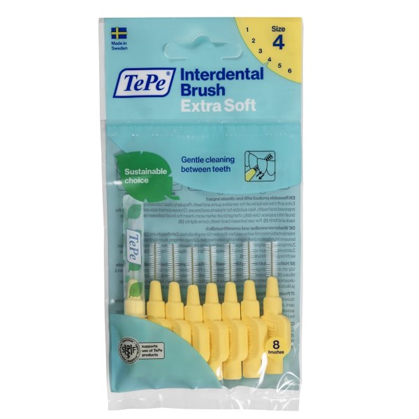 TePe Extra Mjuk Mellanrumsborstar 0/7 mm Ljusgula/ 8-pack