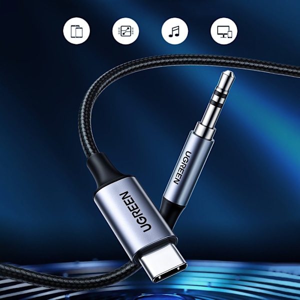 Ugreen ljudkabel stereo AUX 3/5 mm mini-jack - USB Typ C till te