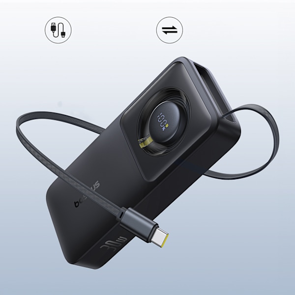 Powerbank Baseus Free2Pull 10000mAh 30W med USB-C-port och utdra