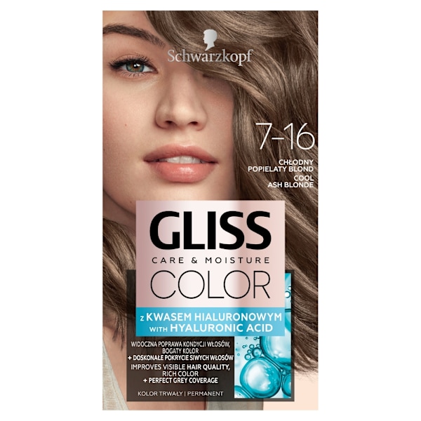 Gliss Permanent Hårfärg 7-16 Kall Aska Blond
