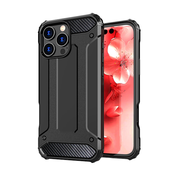 Skyddande Hybrid Armor Fodral för iPhone 16 Pro Max - Svart