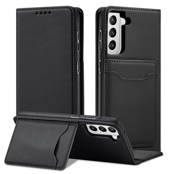 Samsung Galaxy S22+ Magnetiskt Korthållarfodral - Svart Plånbok