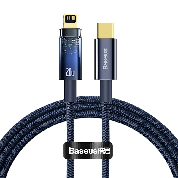Baseus Lightning till USB-C Kabel 20W 480Mb/s 1m Blå