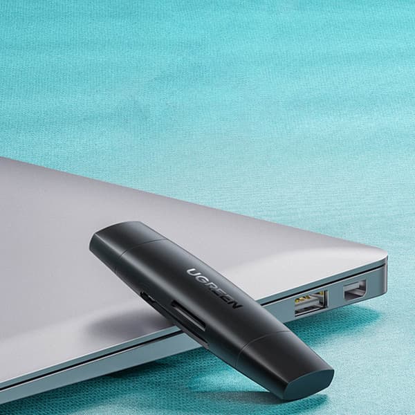 Ugreen SD/microSD Kortläsare Adapter (USB-A/USB-C) Svart (CM304)