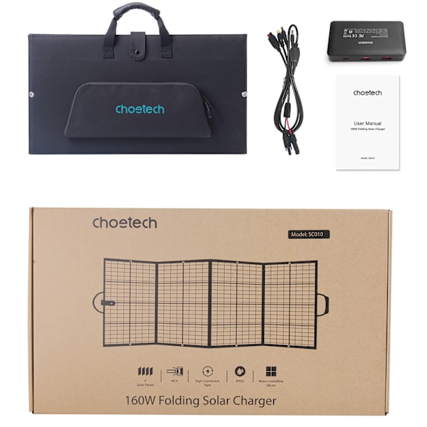 Solcellsladdare Choetech SC010 Vikbar 160W för Utomhusbruk - Sva