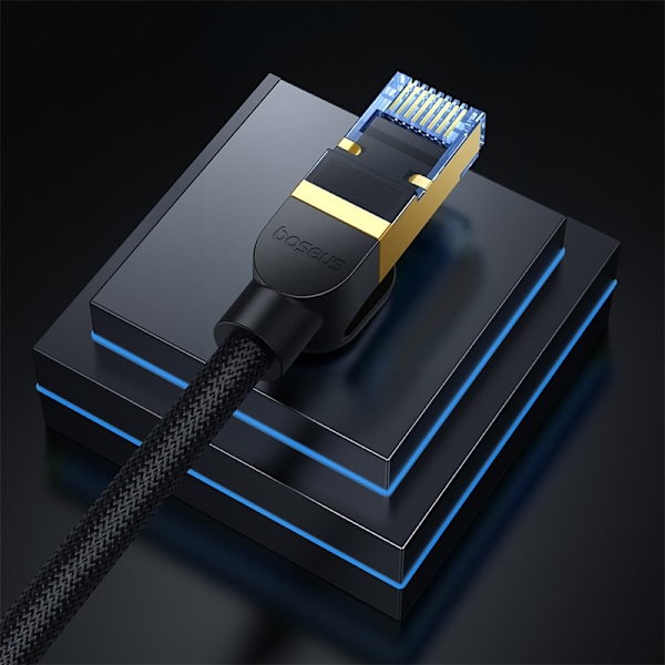 Baseus Snabb Internetkabel RJ45 Cat.7 10Gbps Flätad 8m Svart